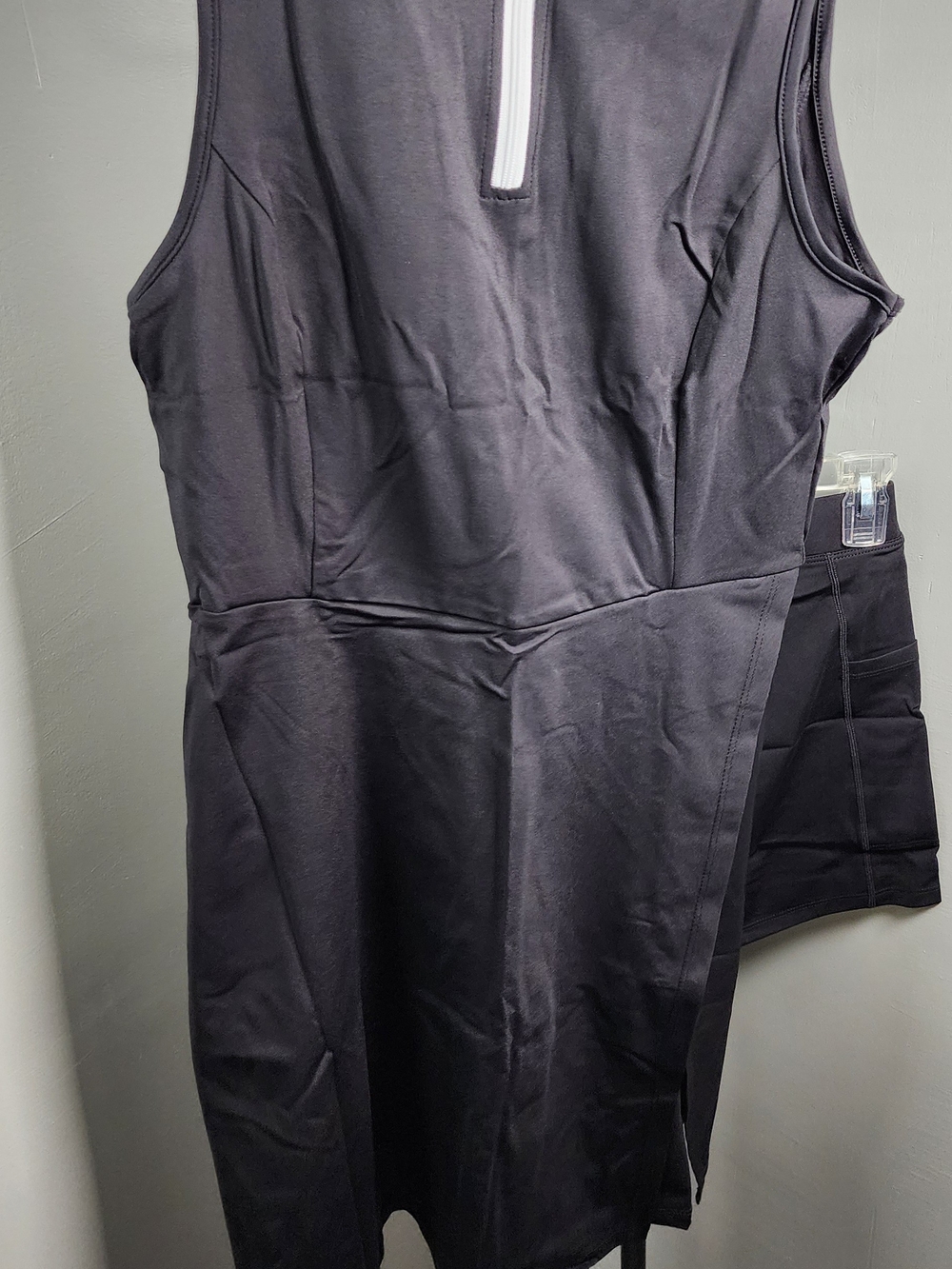 Black Sleeveless Athletic Dress with Front Zip